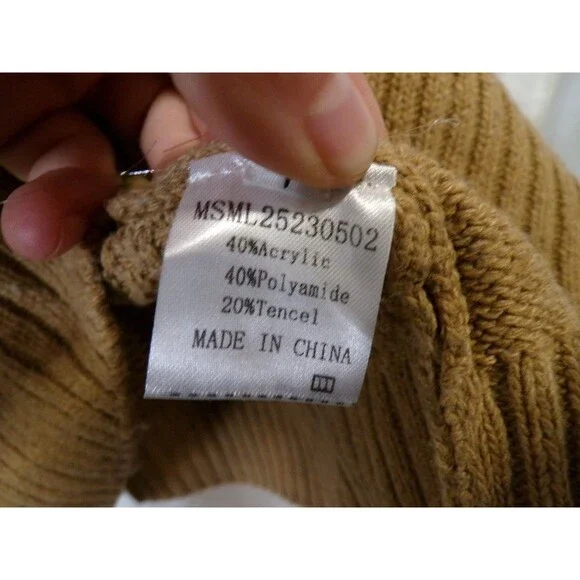 MSML25230502 Cable Knit 1/4 Zip Sweater XL Beige Men's Mock Neck Knit - Picture 5 of 7